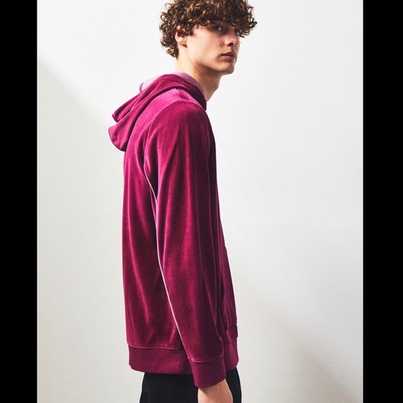 Pacsun burgundy and navy velvet hoodie - Picture 3 of 8